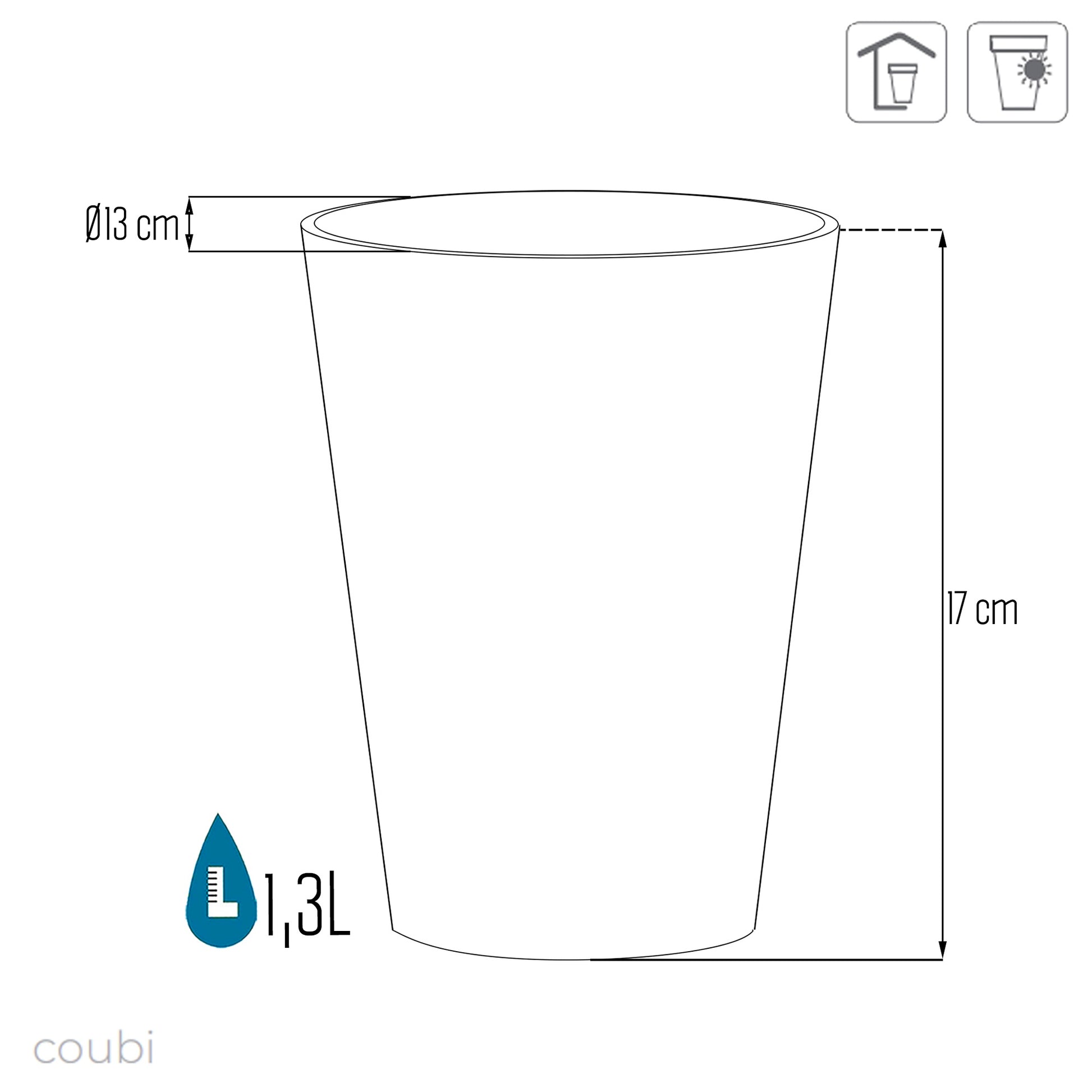 Maceta Coubi Orchid 1,3l., Dimensiones (mm) 130x130x170, Color Blanco
