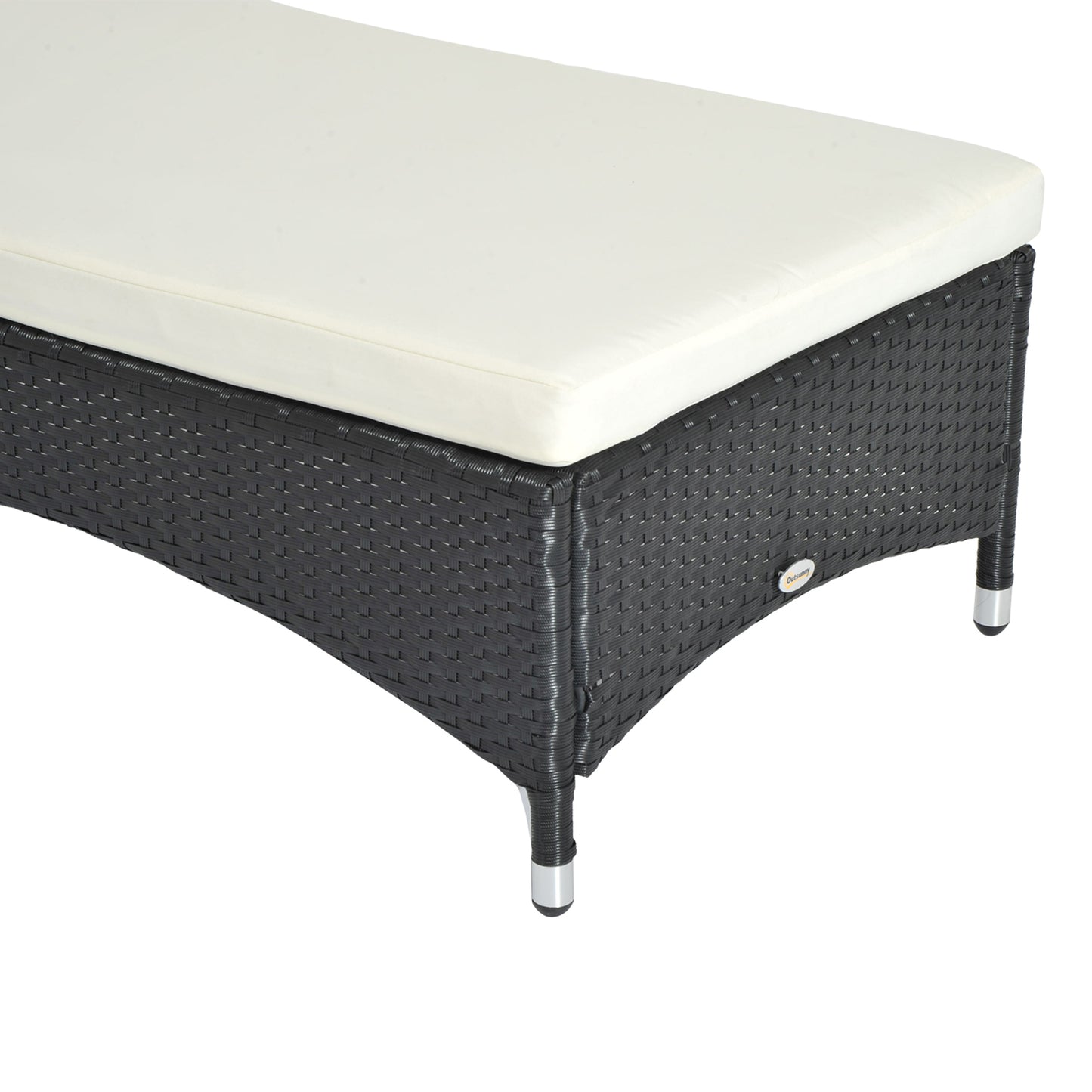 Outsunny Conjunto De 2 Tumbonas De Ratán Jardín Con Respaldo Ajustable Cojines_4