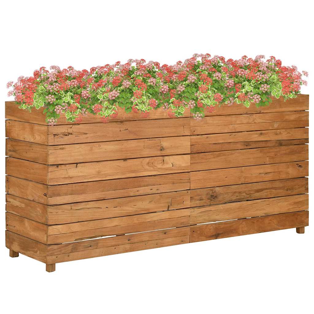 Arriate Elevado Madera De Teca Reciclada Y Acero 150x40x72 Cm_1