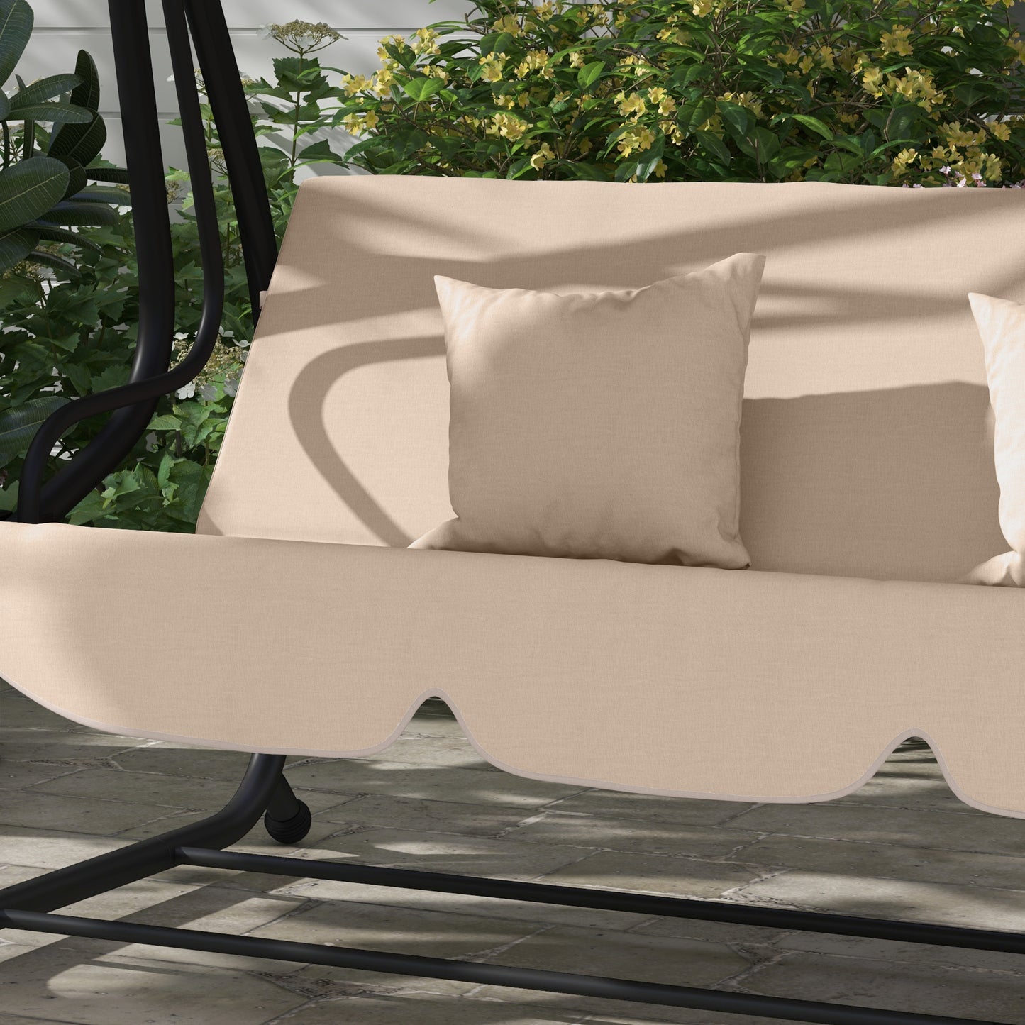 Outsunny Columpio De Jardín Exterior 2 En 1 Con Toldo Ajustable Y Cojines Arena_4