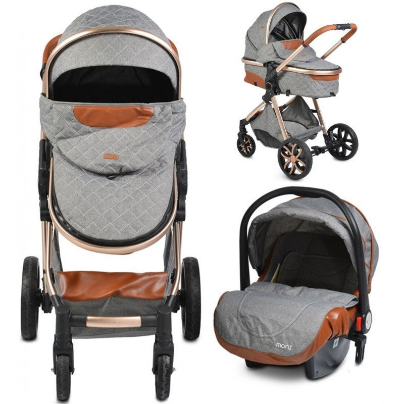 Carrito De Bebé Trío Convertible Con Detalles En Polipiel Alma Dark Grey_0