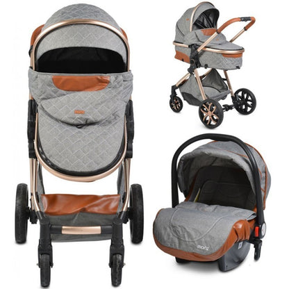Carrito De Bebé Trío Convertible Con Detalles En Polipiel Alma Dark Grey_0