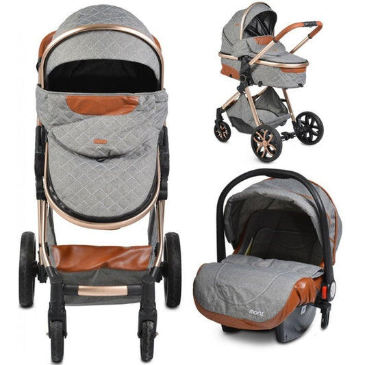 Carrito De Bebé Trío Convertible Con Detalles En Polipiel Alma Dark Grey_0