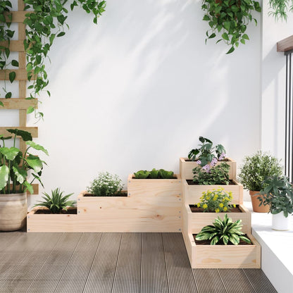 Jardinera De Jardín De 4 Niveles, 106 X 104,5 X 36 Cm, Madera Maciza De Pino_2