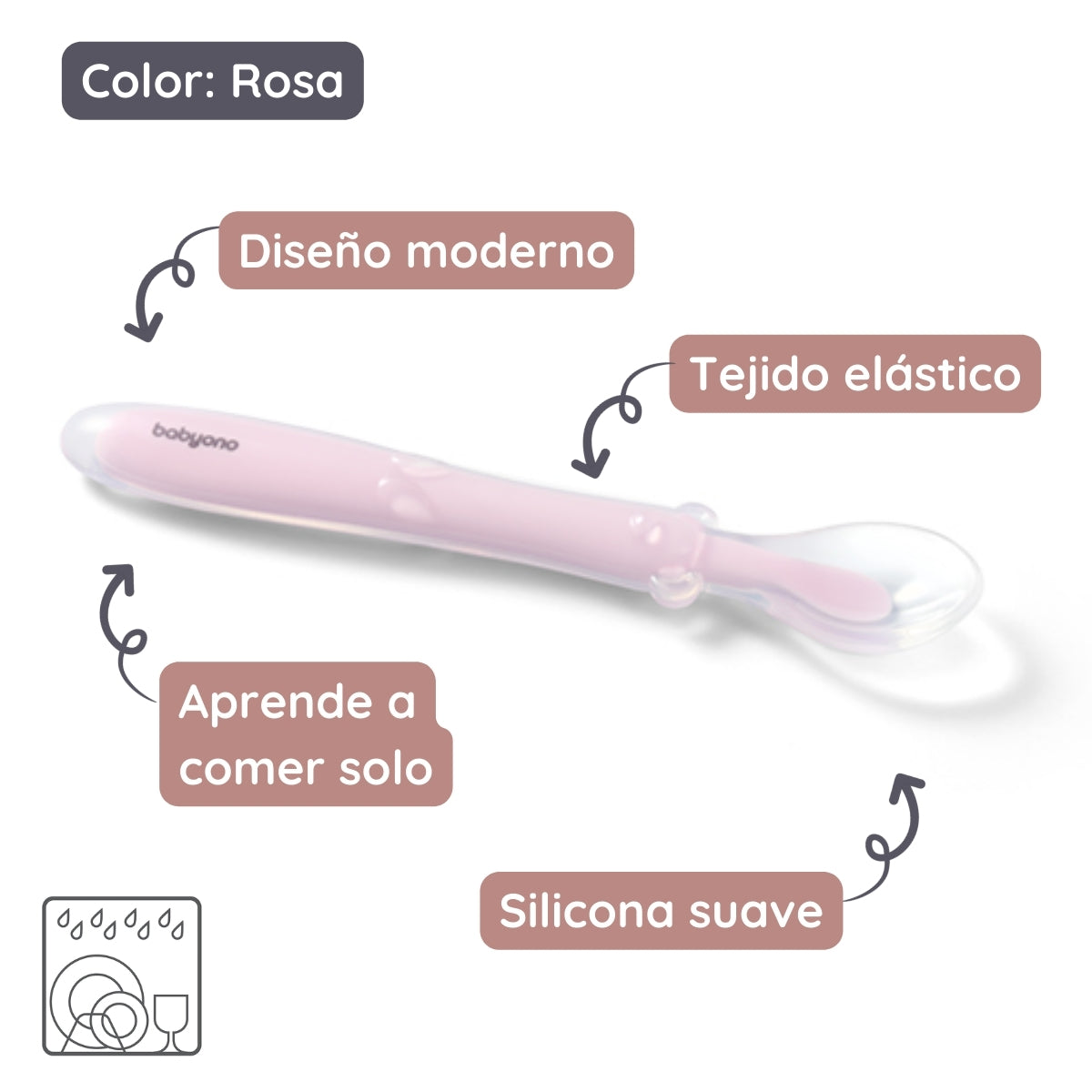 Cuchara De Silicona Flexible Para Bebés Rosa_4