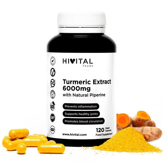 Cúrcuma 6000 mg com Pimenta Hivital 120 Cápsulas Vegan 