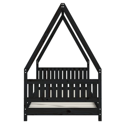 Vidaxl Estructura De Cama Para Niños Madera De Pino Negro 90x200 Cm_4