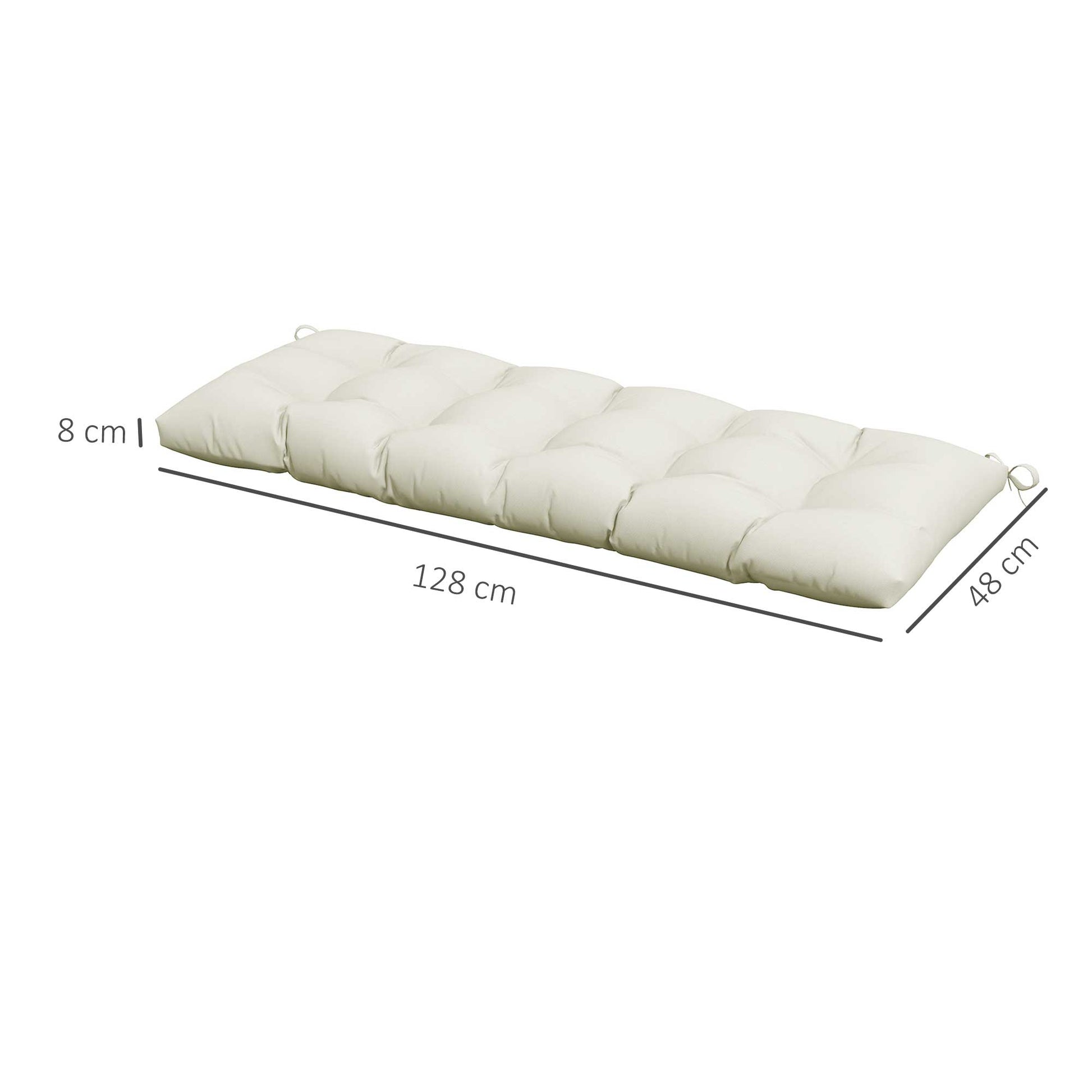 Outsunny Cojín Para Banco 128x48x8 Cm Con 2 Cordones Impermeable Crema_2