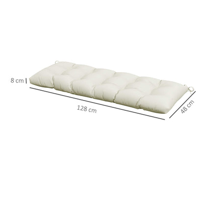 Outsunny Cojín Para Banco 128x48x8 Cm Con 2 Cordones Impermeable Crema_2