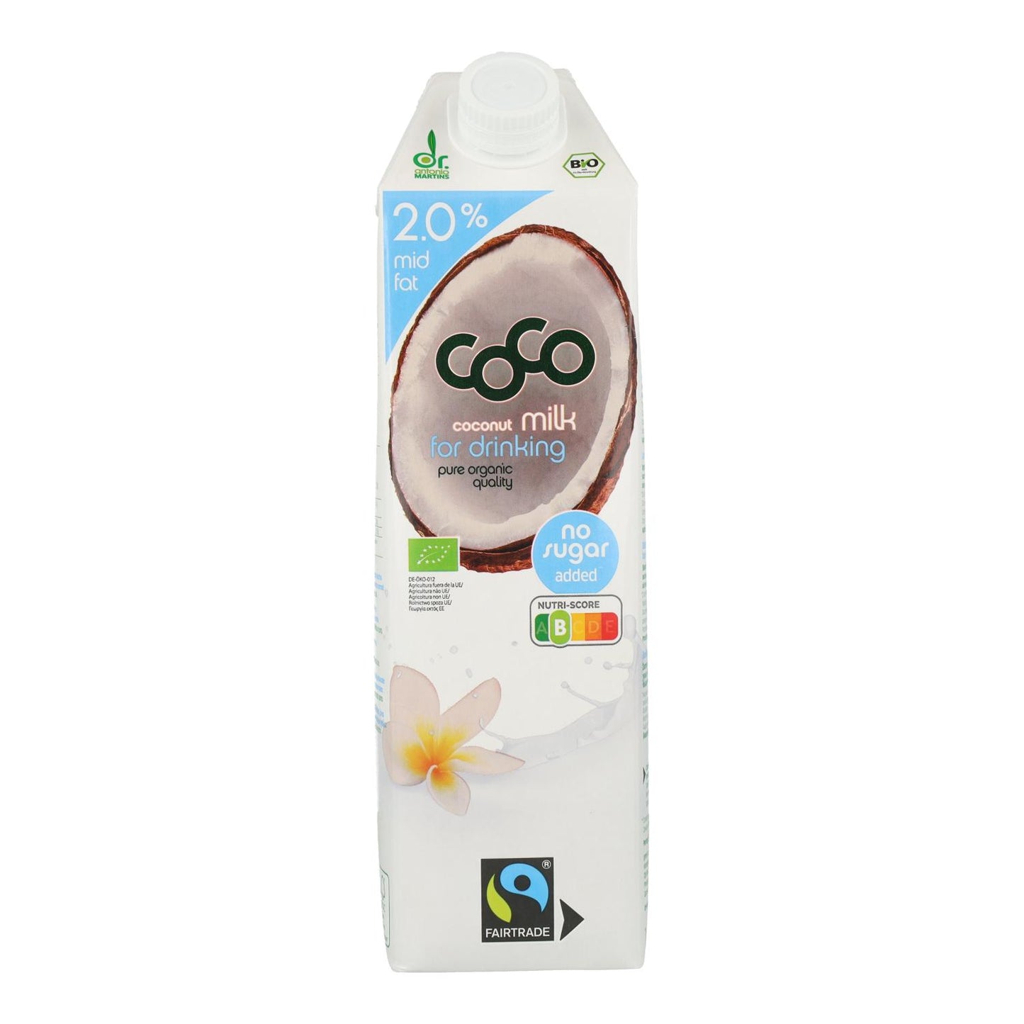 Leite de coco biológico Dr. Martins 2% de gordura 1L
