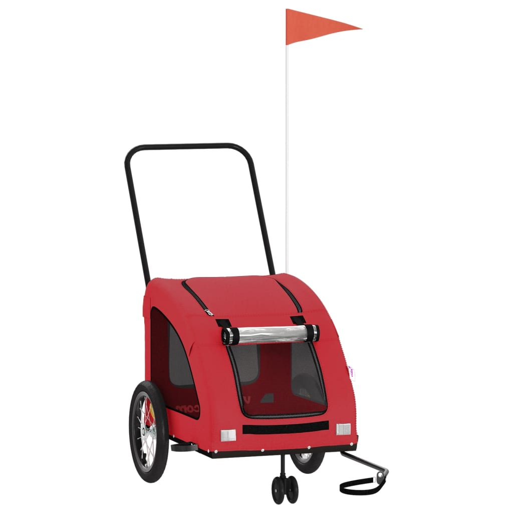 Remolque De Bicicleta Mascotas Hierro Tela Oxford Rojo_0