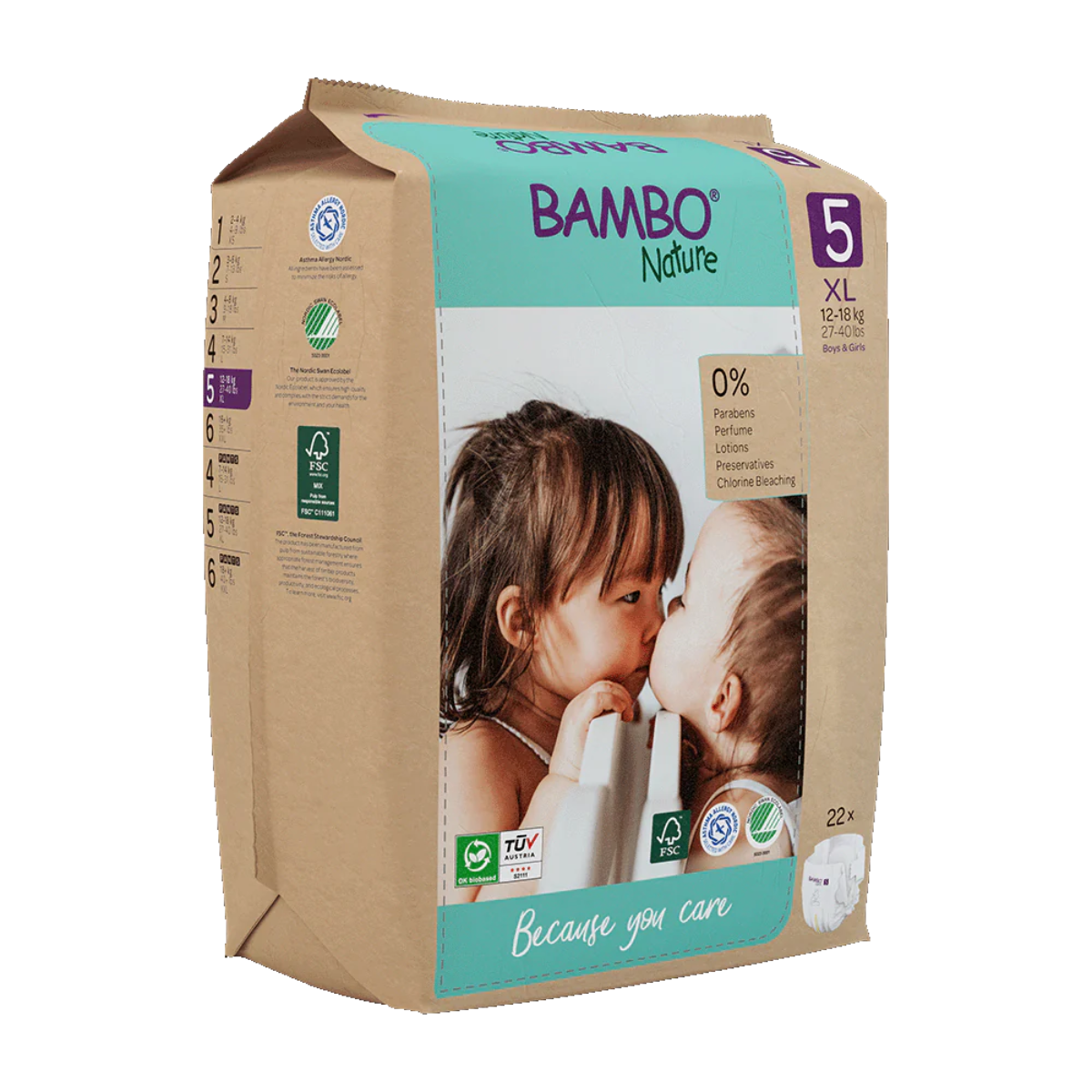 Fraldas Bambo Nature T5 (12-18kg) 22 unidades