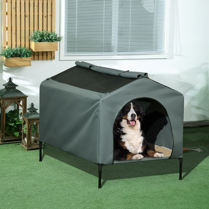 Pawhut Caseta Para Perros Grandes Con Cubierta Exterior 130x85x95 Cm Gris_1