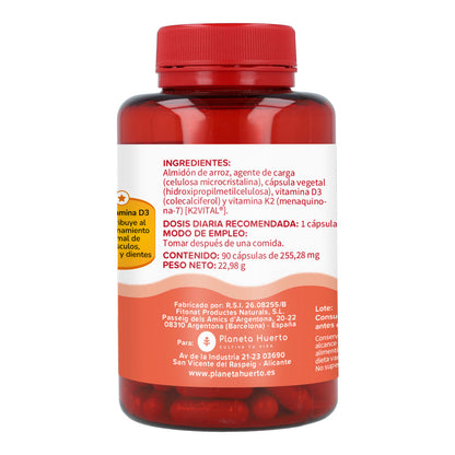 Vitamina D3 e K2 (Mk7) Planeta Huerto 90 Cápsulas