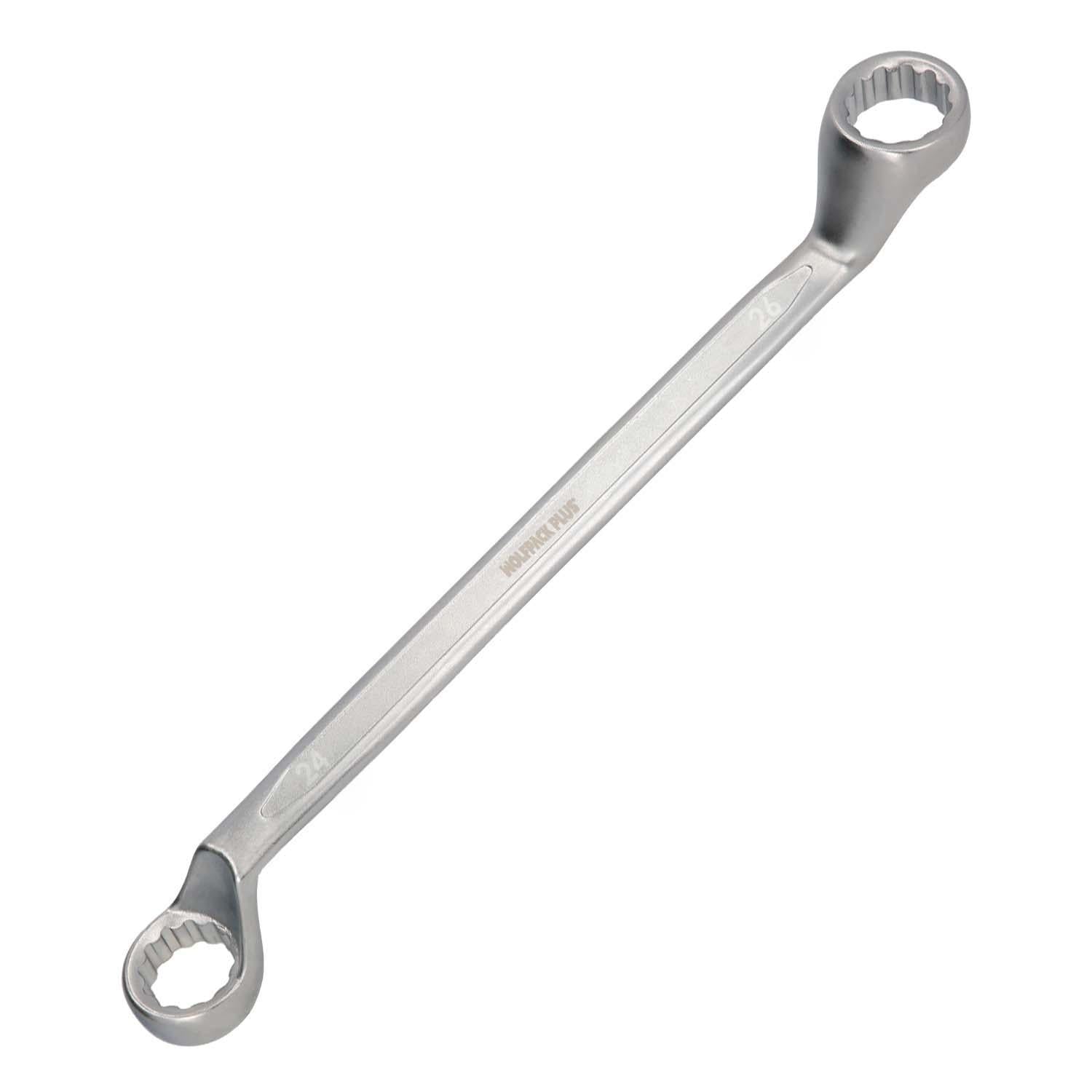 Llave Estrella Acodada Plus Acero Cromo Vanadio 24x26 Din 838. Llave Doble Boca Acodada, Llave Fija Estrella Acodada