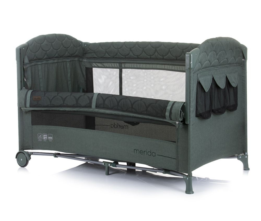 Cuna De Viaje Con Apertura Lateral Merida Linen Aloe_0