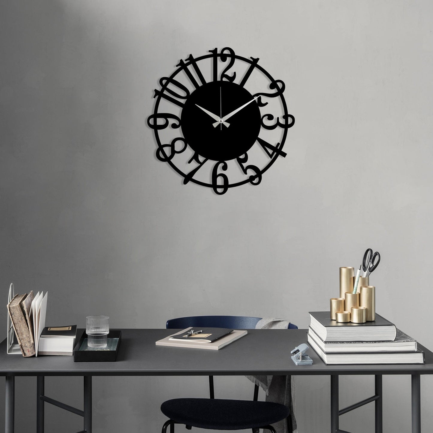 Reloj De Pared Circular Metal Estilo Números_2