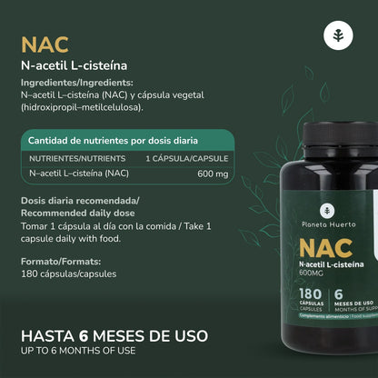 NAC 600 mg Planeta Huerto 180 cápsulas