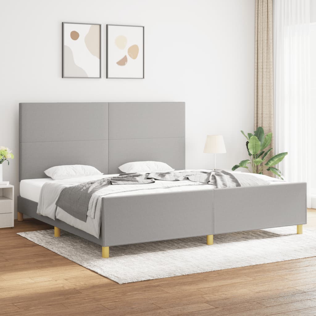 Estructura De Cama Con Cabecero De Tela Gris Claro 200x200 Cm / Vetonek_2