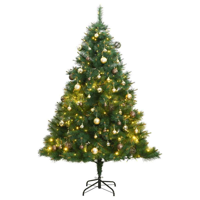 Vidaxl Árbol Navidad Artificial Con Bisagras 150 Led Y Bolas 120 Cm_0
