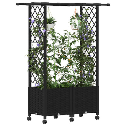 Cama Elevada Con Trellis Y Techo Negro 124,5 X 40 X 142 Cm Pp_2