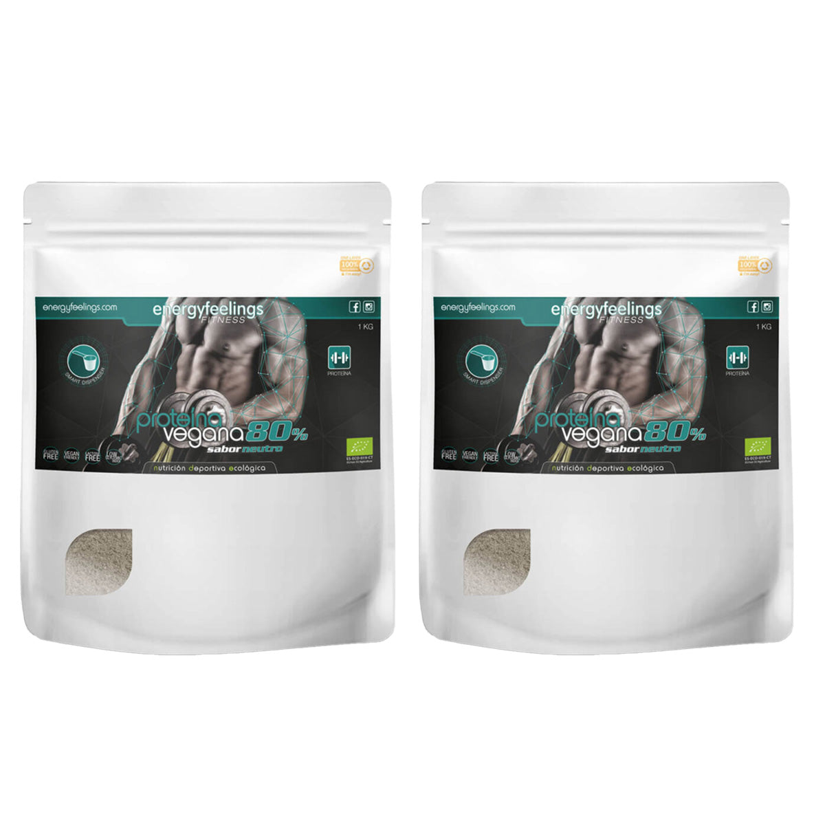 Embalagem de 2x Aminopower Protein 80% ECO Neutral Energy Feelings 1 kg