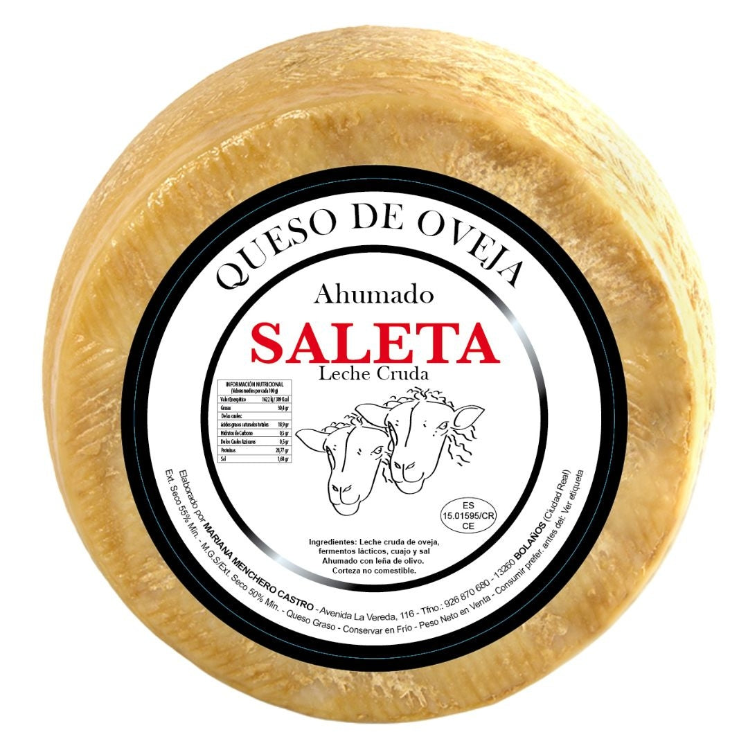 Saleta® Queso Curado Ahumado Entero De Oveja (2,2 Kg) | Elaboración Artesana Quesos De La Mancha | Ahumados_0