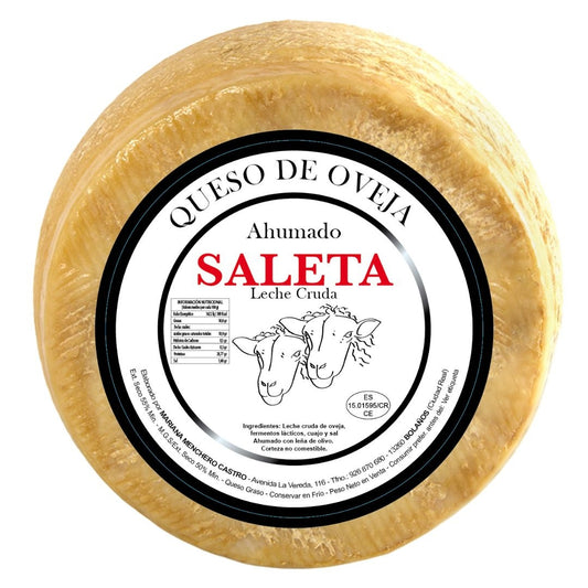 Saleta® Queso Curado Ahumado Entero De Oveja (2,2 Kg) | Elaboración Artesana Quesos De La Mancha | Ahumados_0