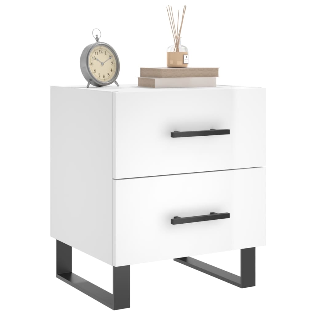 Mesita Noche 2 Uds Madera Ingeniería Blanco Brillo 40x35x47,5cm_1