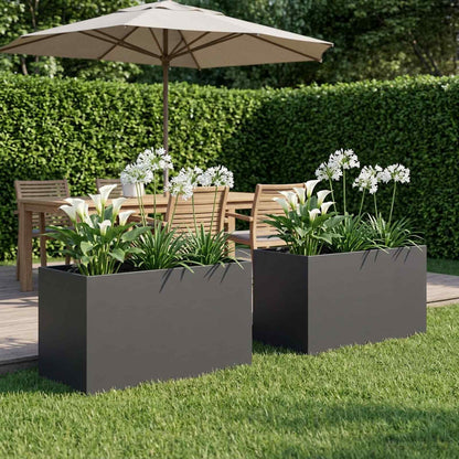 Macetero De Jardín 2 Uds. Negro 100 X 50 X 50 Cm_1