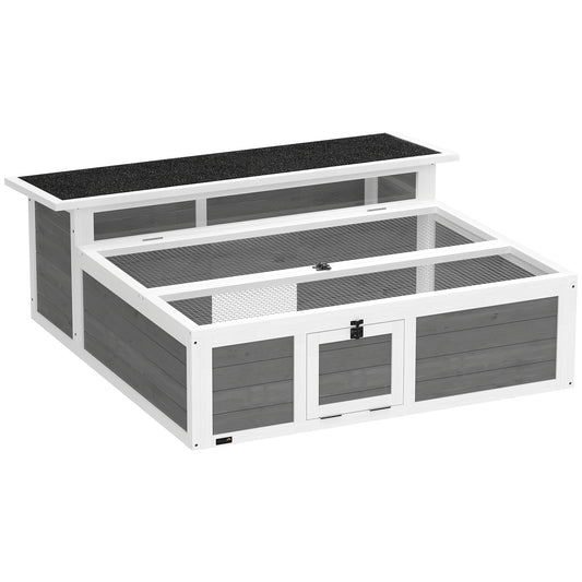 Pawhut Casa Para Tortugas De Madera Con Ventana Transparente Techo Abatible Gris_0