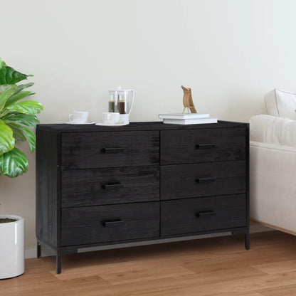 Aparador De Madera Maciza De Pino Negro 110x35x70 Cm / Vetonek_2