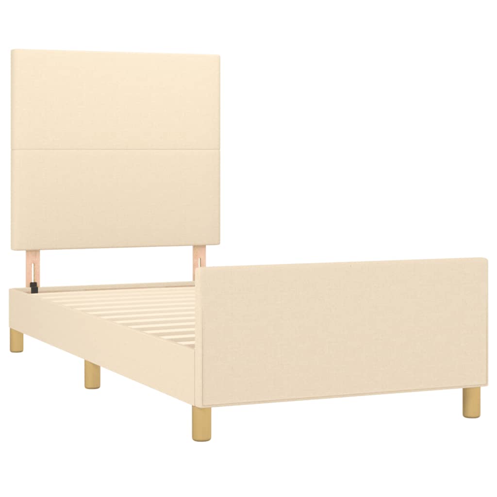 Estructura De Cama Con Cabecero De Tela Color Crema 90x200 Cm / Vetonek_2