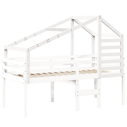 Techo De Cama Infantil Madera Maciza Pino Blanco 198x97x113 Cm_2