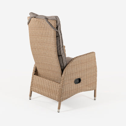 Pack 6 Sillones De Exterior Reclinables, Tamaño: 63x67x120 Cm, Aluminio Y Rattán Sintético Color Natural, Cojín Marrón_3
