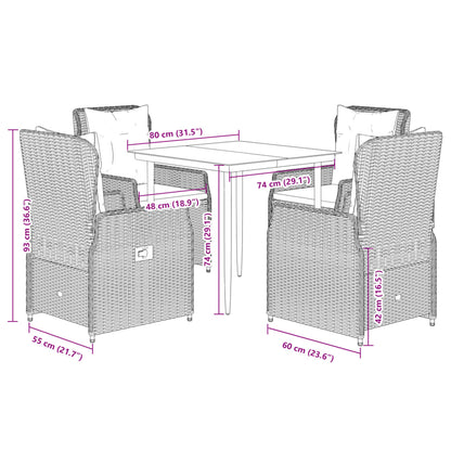 Set Comedor De Jardín 5 Pzas Con Cojines Ratán Sintético Beige / Vetonek_4