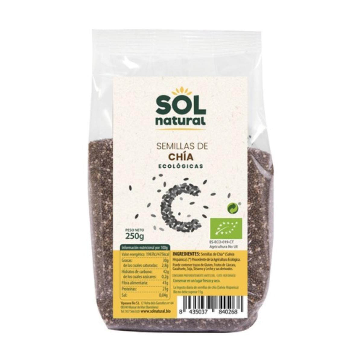 Sementes de Chia Biológicas, Sol Natural 250 g