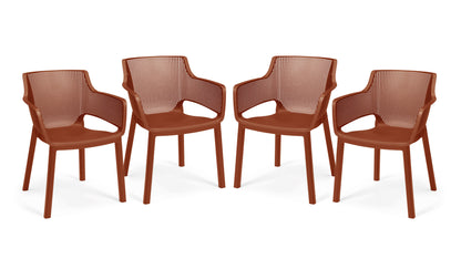 Keter Set X4 Silla De Exterior De Jardín Elisa Terra 61,5x53x78,4cm_0