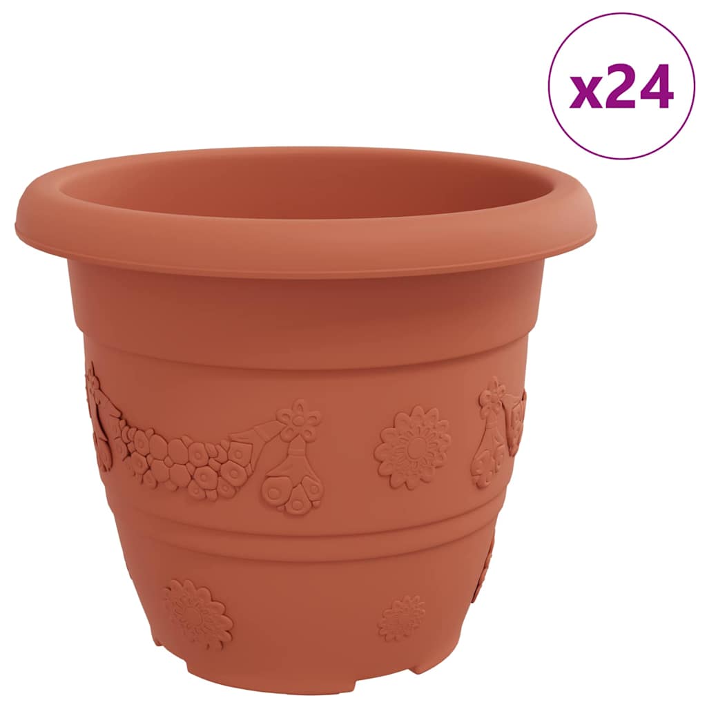 Maceta Redonda Para Flores 24 Uds. Rojo Ladrillo Ø 30 X 25 Cm_0