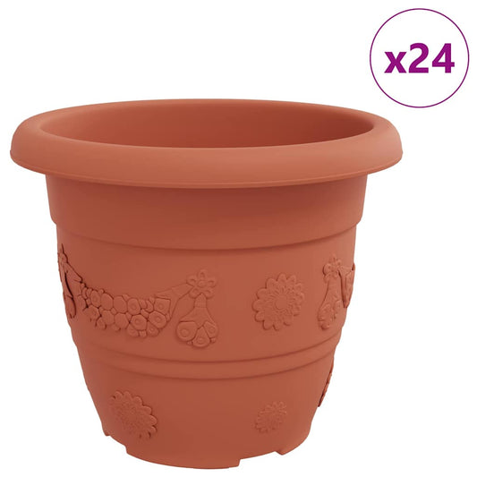 Maceta Redonda Para Flores 24 Uds. Rojo Ladrillo Ø 30 X 25 Cm_0