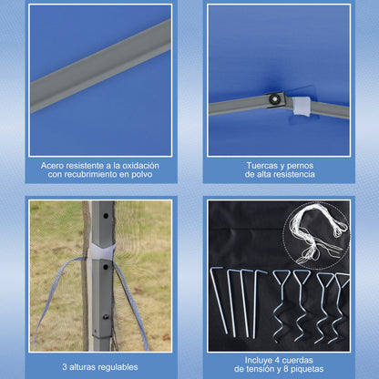 Outsunny Carpa Plegable 3x3 M Con 4 Paredes Laterales De Malla Azul_5