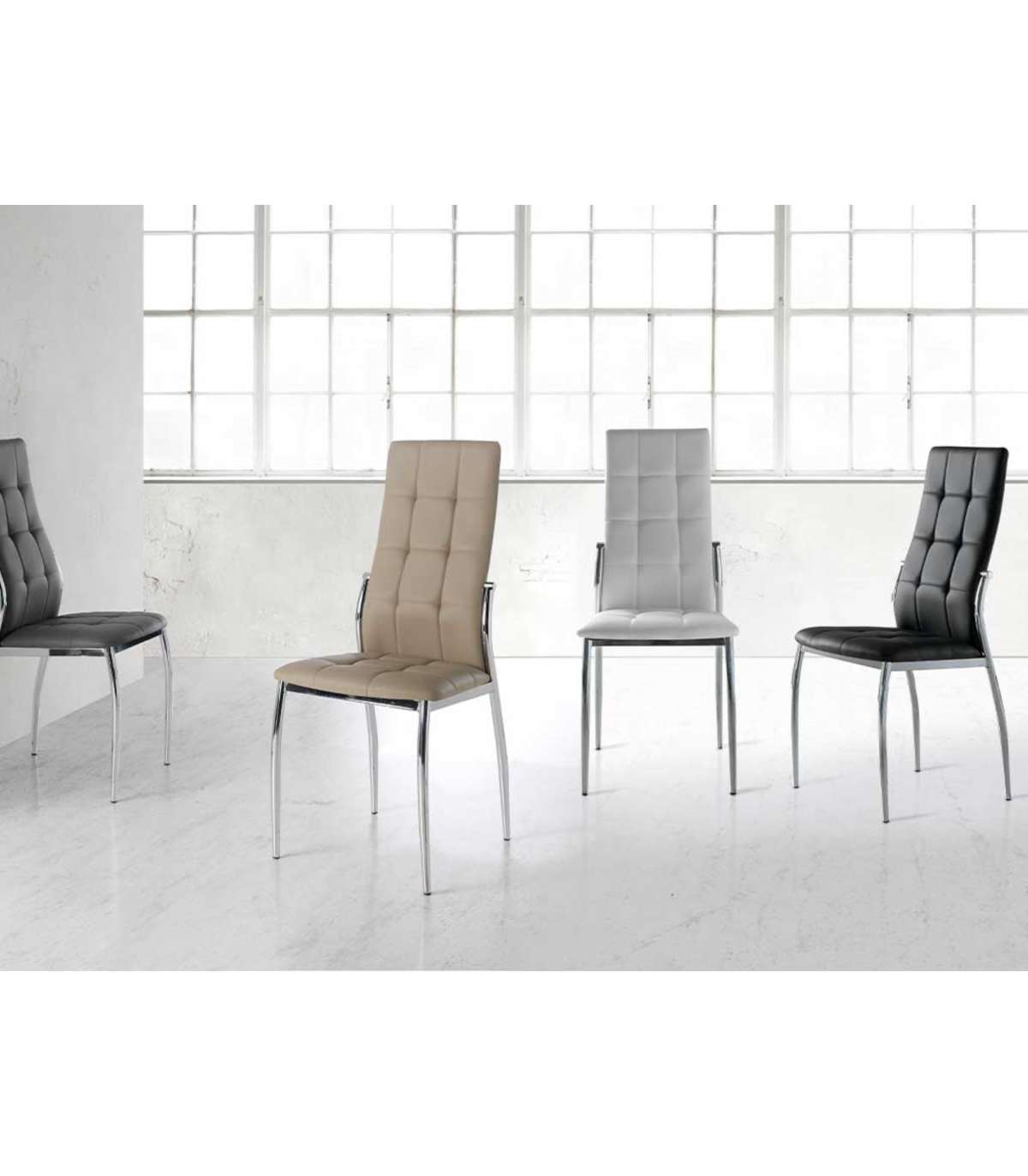 Pack De 4 Sillas Modelo Petra Acabado En Polipiel Blanco, 46 X 54 X 101/48 Cm (largo X Anc_1