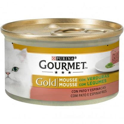 Embalagem de 24 x Comida Húmida Mousse GOURMET GOLD Pato e Espinafres 85g