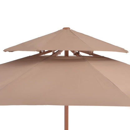 Vidaxl Sombrilla De Dos Pisos Palo De Madera Taupe 270 Cm_4
