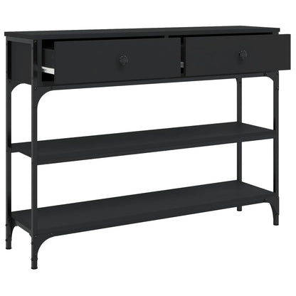 Mesa Consola Madera De Ingeniería Negra 100x25x75 Cm_3