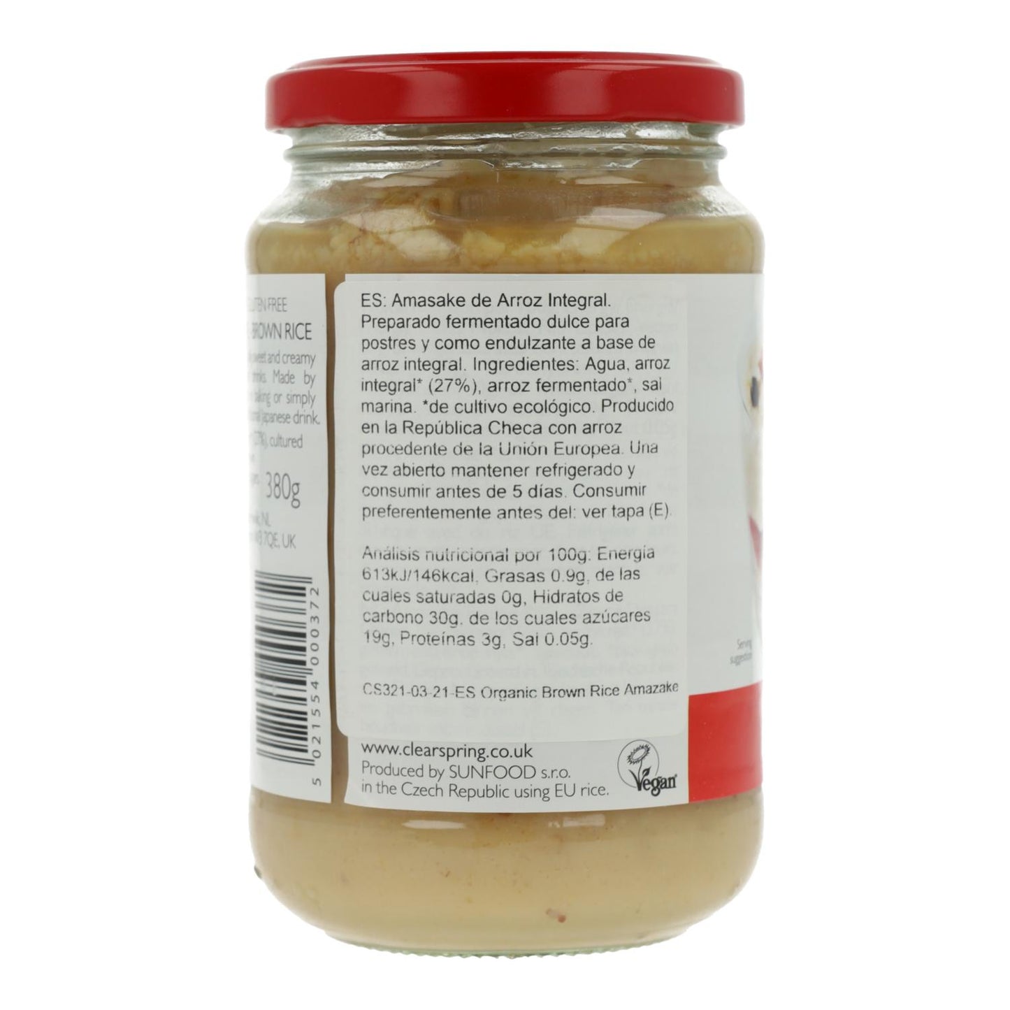 Arroz integral biológico Clearspring Amasake, 380 g