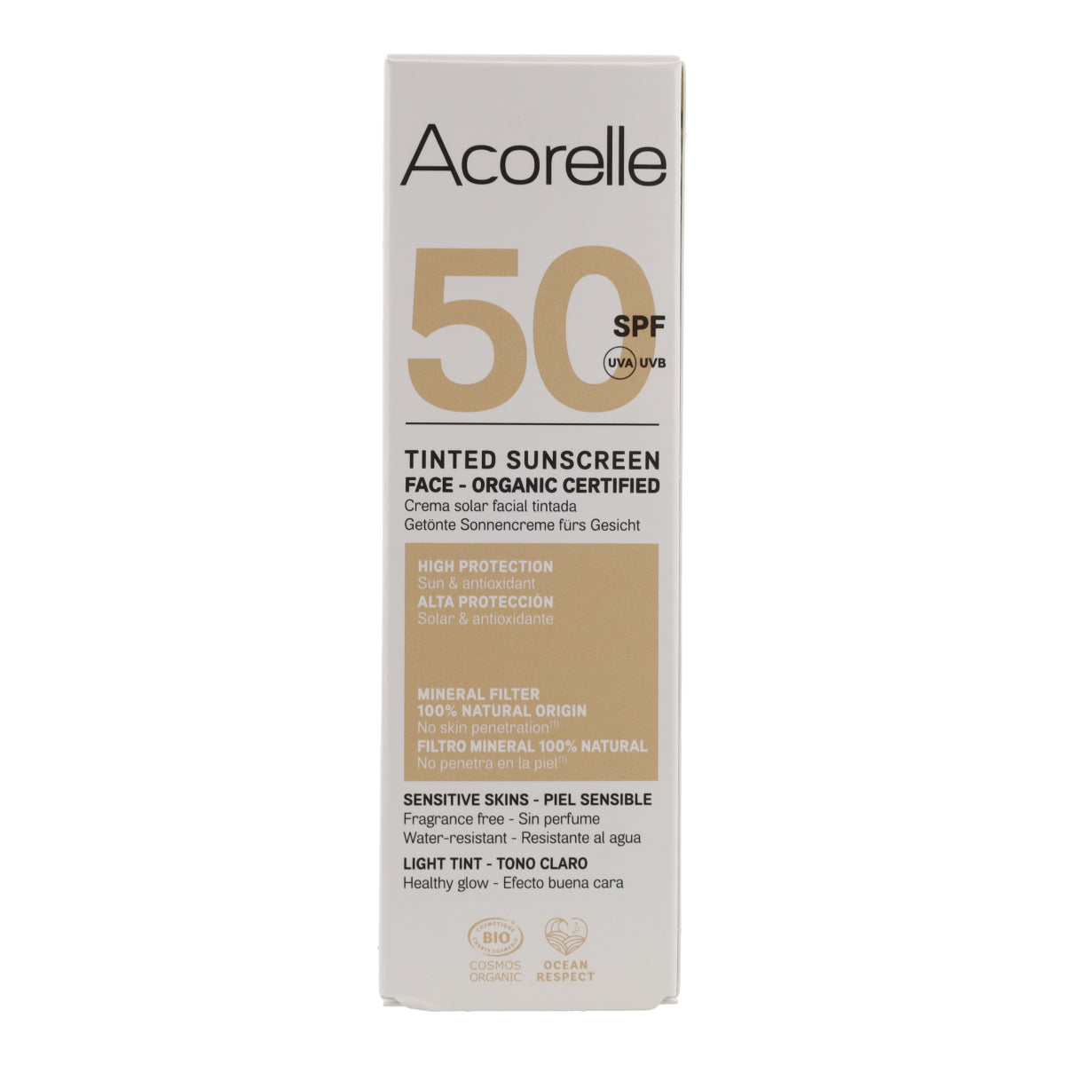 Crema facial color claro spf 50 Acorelle 50 ml