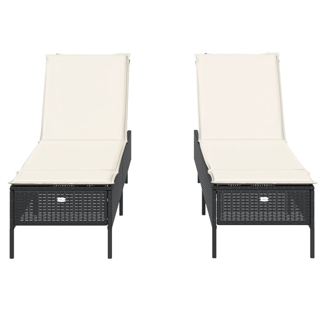 Tumbonas Con Cojines 2 Unidades Ratán Sintético Negro / Vetonek_2