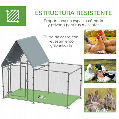 Pawhut Gallinero Exterior Grande 2x1,05x1,72m Acero Galvanizado Con Cerradura_5