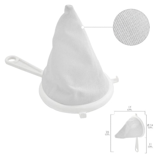 Colador Tela Franela Armazón De Plastico Ø 16 Cm. Con 2 Ganchos_0